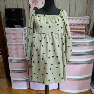 Mint Chocolate Chip Peasant Style Mini Dress